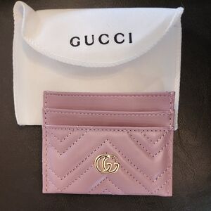 Gucci Mauve Card Holder with Gold Logo